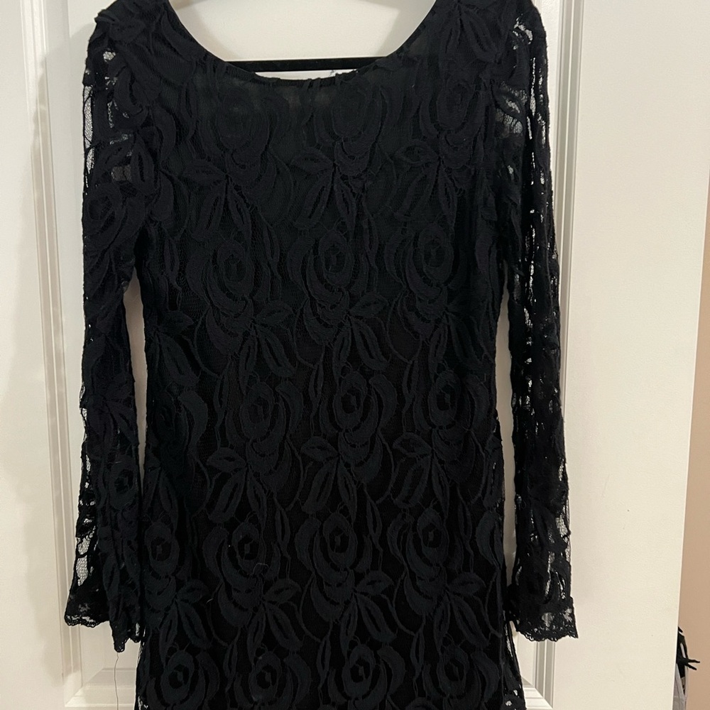 Black Long Sleeve Lace Dress - NYE, Nee Years, Wedding, little black dress - Picture 3 of 8